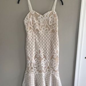 Brand new white/tan lace dress (medium)